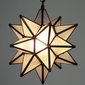 Small Aged Tin Frosted Glass Moravian Star Light - 10 Inch