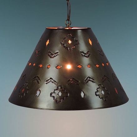 Small Aged Tin Southwest Shade Pendant Light