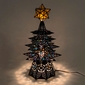 Small Aged Tin Star Lighted Christmas Tree with Marbles