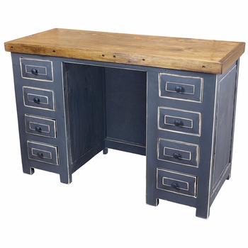Small Black Painted Wood Office Desk with Drawers