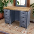 Small Black Painted Wood Office Desk with Drawers