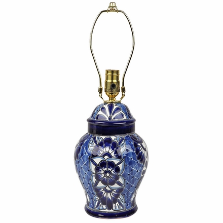 Small Blue and White Talavera Ginger Jar Lamp Base