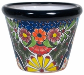 Small Bordered Talavera Flower Pot