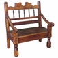 Small Carved Rustic Stained Wood Bench