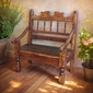 Small Carved Rustic Stained Wood Bench