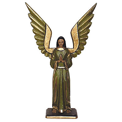 Small Carved Wood Standing Angel