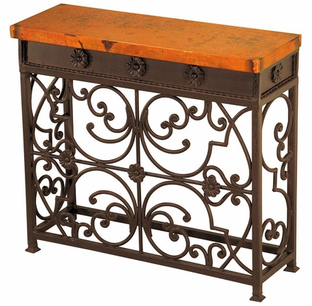 Small Gate Iron Base Console with Copper Top