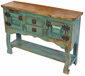 Small Green Patina Painted Wood Credenza or Buffet