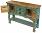 Small Green Patina Painted Wood Credenza or Buffet