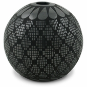 Small Hole Mata Ortiz Black Grid Vase