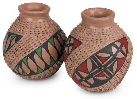 Small Mata Ortiz Textured Pots - Set of 2
