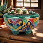 Small Mexican Talavera Footed Planter