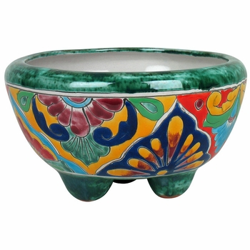 Small Mexican Talavera Footed Planter