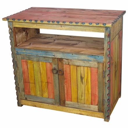 Small Multicolor Painted Wood TV Stand