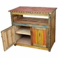 Small Multicolor Painted Wood TV Stand