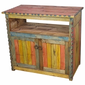 Small Multicolor Painted Wood TV Stand