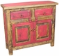 Small Natural and Red Painted Wood Buffet