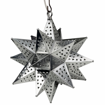 Small Natural Tin Star Light Fixture