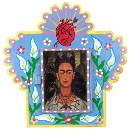 Small Painted Tin Nicho with Frida Kahlo Print