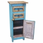 Small Painted Wood Cabinet with Drawers & Multi-Color Slat Door