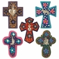 Small Painted Wood Mexican Milagro Crosses - Set of 2