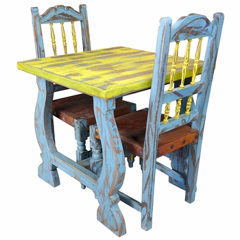 Small Painted Wood Table Set with 2 Chairs