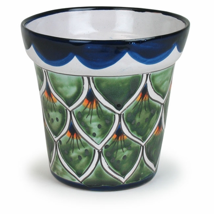 Small Peacock Design Talavera Flower Pot