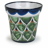 Small Peacock Design Talavera Flower Pot