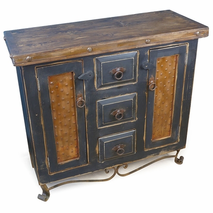 Small Rustic Buffet with Iron Base - Black