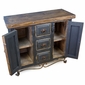 Small Rustic Buffet with Iron Base - Black