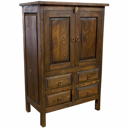 Small Rustic Old Wood Armoire - 2 Doors and 4 Drawers