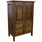 Small Rustic Old Wood Armoire - 2 Doors and 4 Drawers