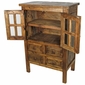 Small Rustic Old Wood Cabinet - 2 Paned Glass Doors and 4 Drawers