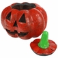 Small Rustic Painted Clay Pumpkin Jack o Lantern