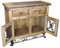 Small Rustic Wood and Iron Base Buffet - 2 Doors - 2 Drawers