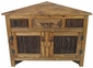 Small Rustic Wood Corner Cabinet with Twig Doors