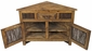 Small Rustic Wood Corner Cabinet with Twig Doors