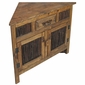 Small Rustic Wood Corner Cabinet with Twig Doors