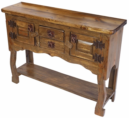 Small Rustic Wood Credenza or Buffet with 2 Doors, 2 Drawers and Shelf