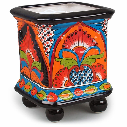 Small Talavera Ball Footed Square Planter