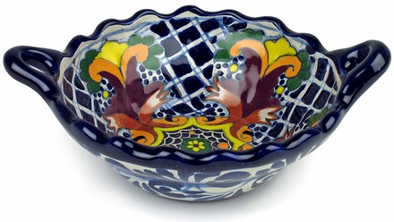 Small Talavera Cazuela Bowl - Yellow Cross Pattern