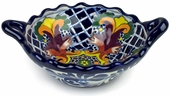 Small Talavera Cazuela Bowl - Yellow Cross Pattern