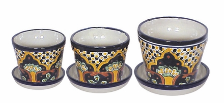 Small Talavera Pots and Plates Set of 3