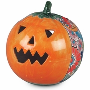 Small Talavera Pumpkin Jack o Lantern