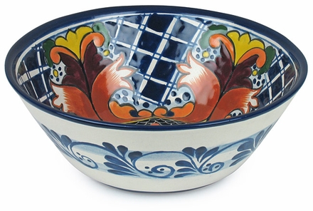 Small Talavera Round Serving Bowl - Yellow Cross