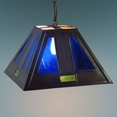 Small Tin Hanging Pendant Shade with Blue Glass