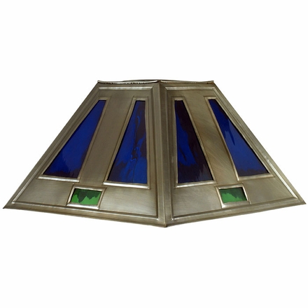 Small Tin Lamp Shade with Blue Glass