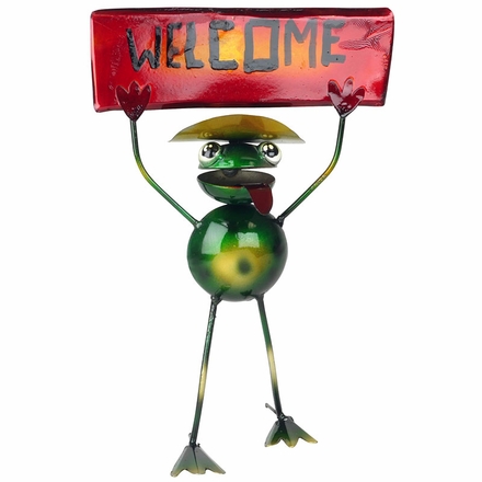 Small Welcome Frog Metal Garden Sculpture
