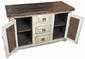 Small Whitewashed Rustic Sideboard with Tin and Iron