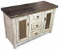 Small Whitewashed Rustic Sideboard with Tin and Iron